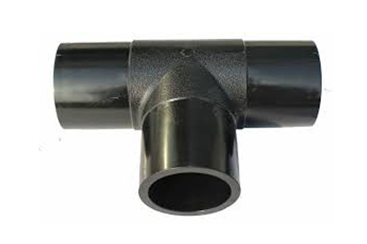 black color hdpe tee isolated on white background